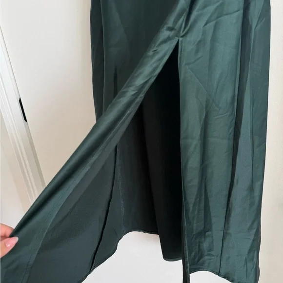 Dynamite Women's Emerald Green Slip Midi Dress with Side Slit - Picture 5 of 5